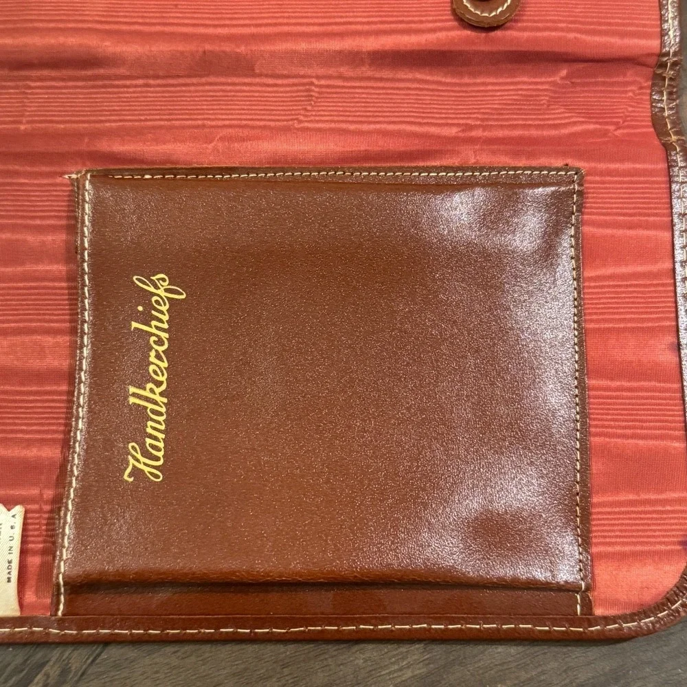 Genuine Leather Tie Travel Storage‎ Case Zip Hanging VTG Retro Organizer Necktie